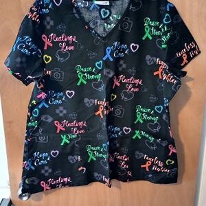 Colorful Scrubstar Scrub Top, Breast Cancer Awareness